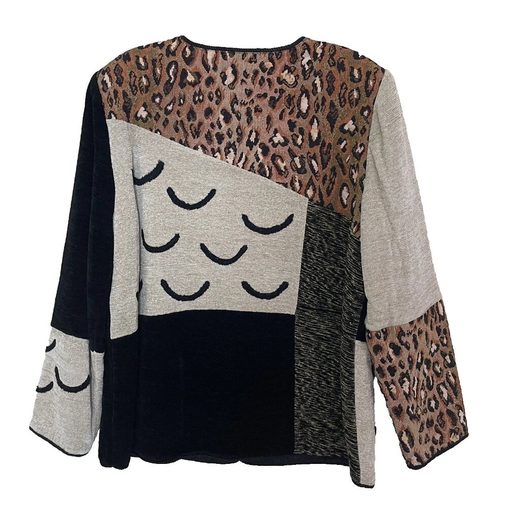 Indigo Moon Patchwork Tapestry Chenille Blazer Ja… - image 2